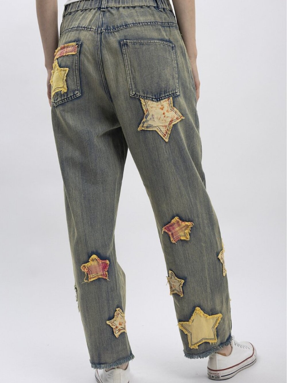 BLUE VELVET DENIM WITH PATCHWORK AND EMBROIDERY - Picture 2 of 2